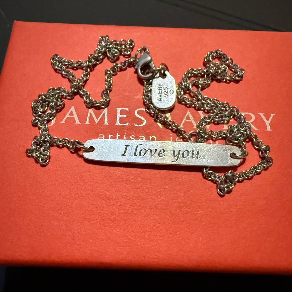 James Avery Silver "I love you" Bar Necklace